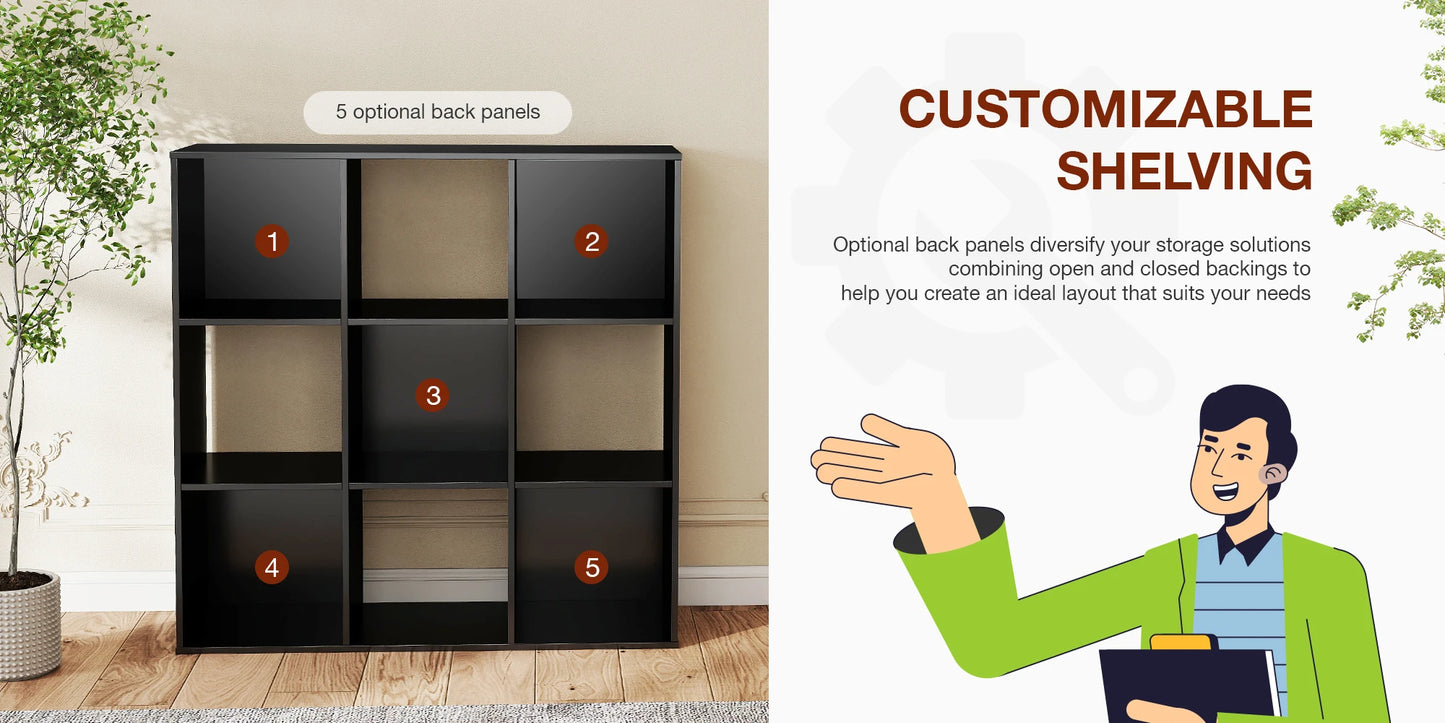 JHK 9 Cube Wooden Storage Organizer Bookshelf for Living Room