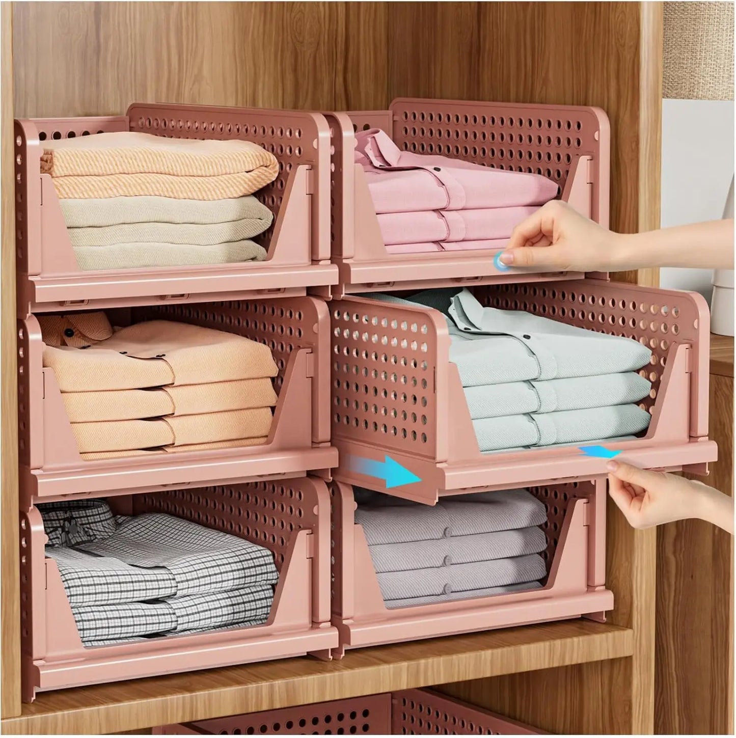 Foldable Stackable Closet Organizer Boxes 5 Pack Multifunctional Storage