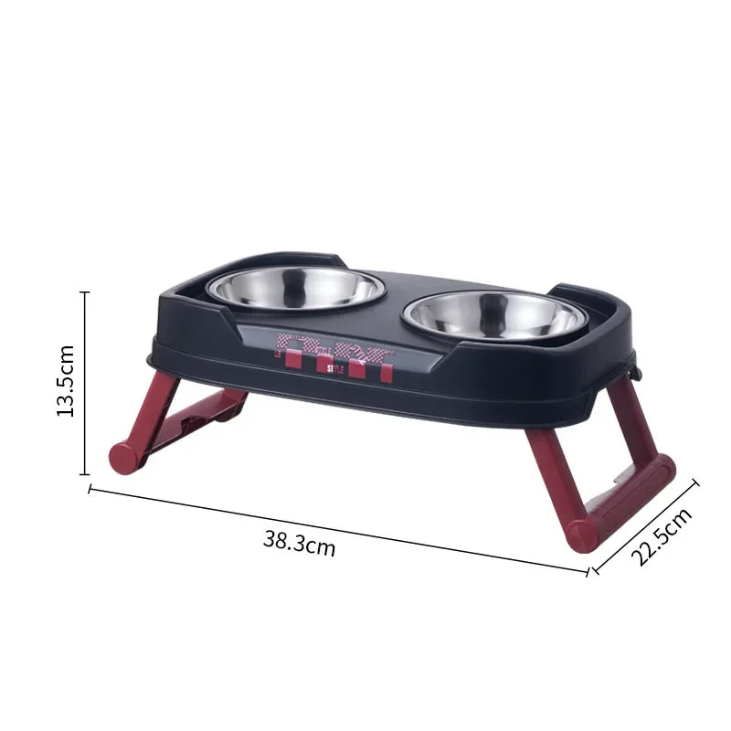 QWCH Pet Folding Elevated Bowl Anti Rollover Detachable Washable