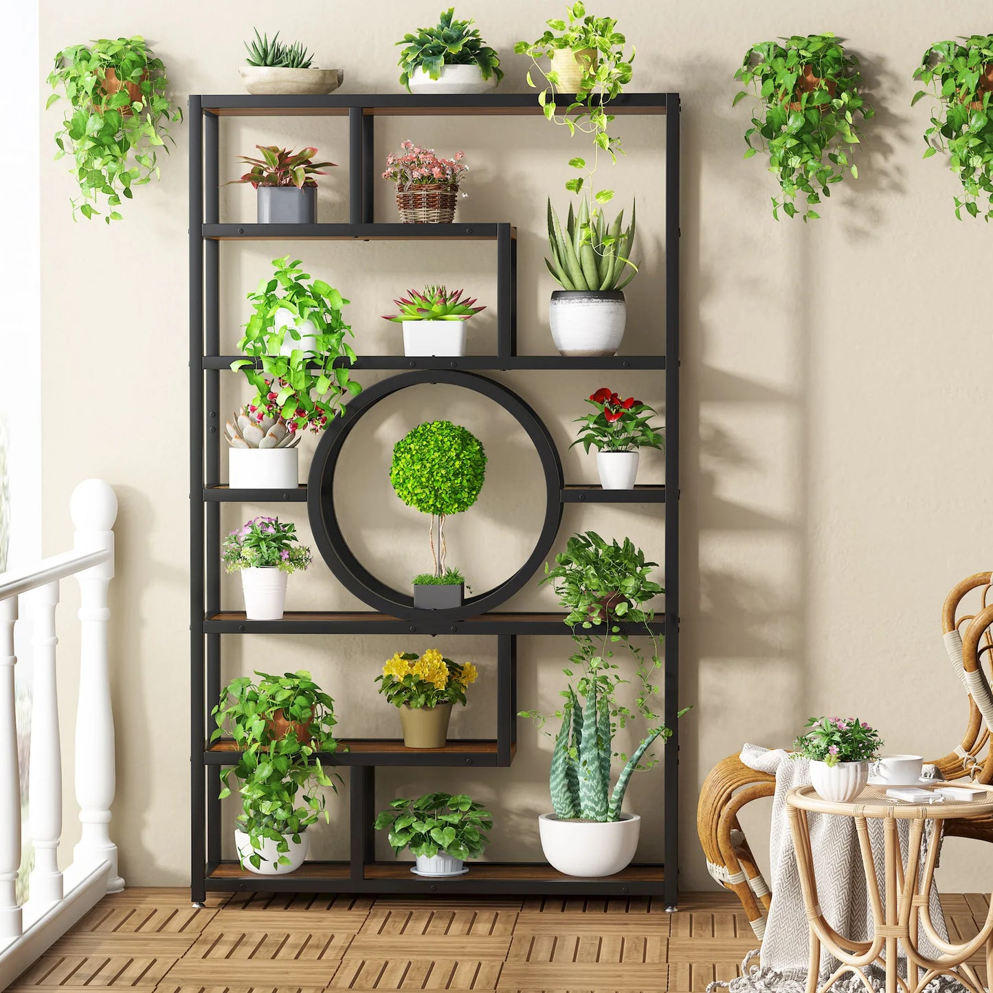 Tribesigns Industrial Etagere Bookshelf Freestanding Tall Display Shelf