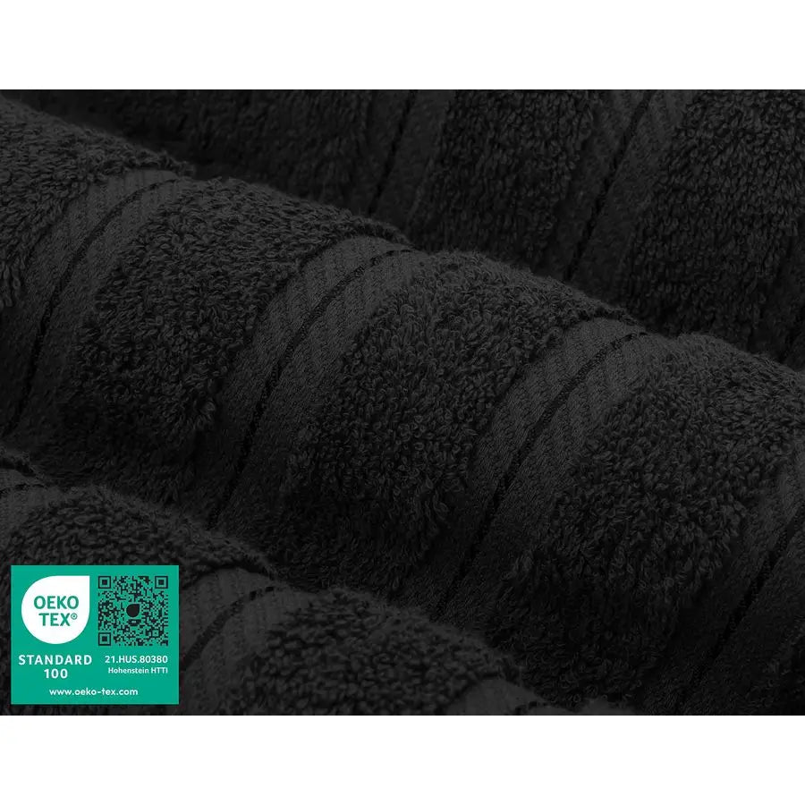 Luxury 6 Piece Towel Set, 2 Bath Towels 2 Hand Towel 2 Washcloths, 600 GSM 100 Cotton Turkish Towels for Bathroom, Black Towel S