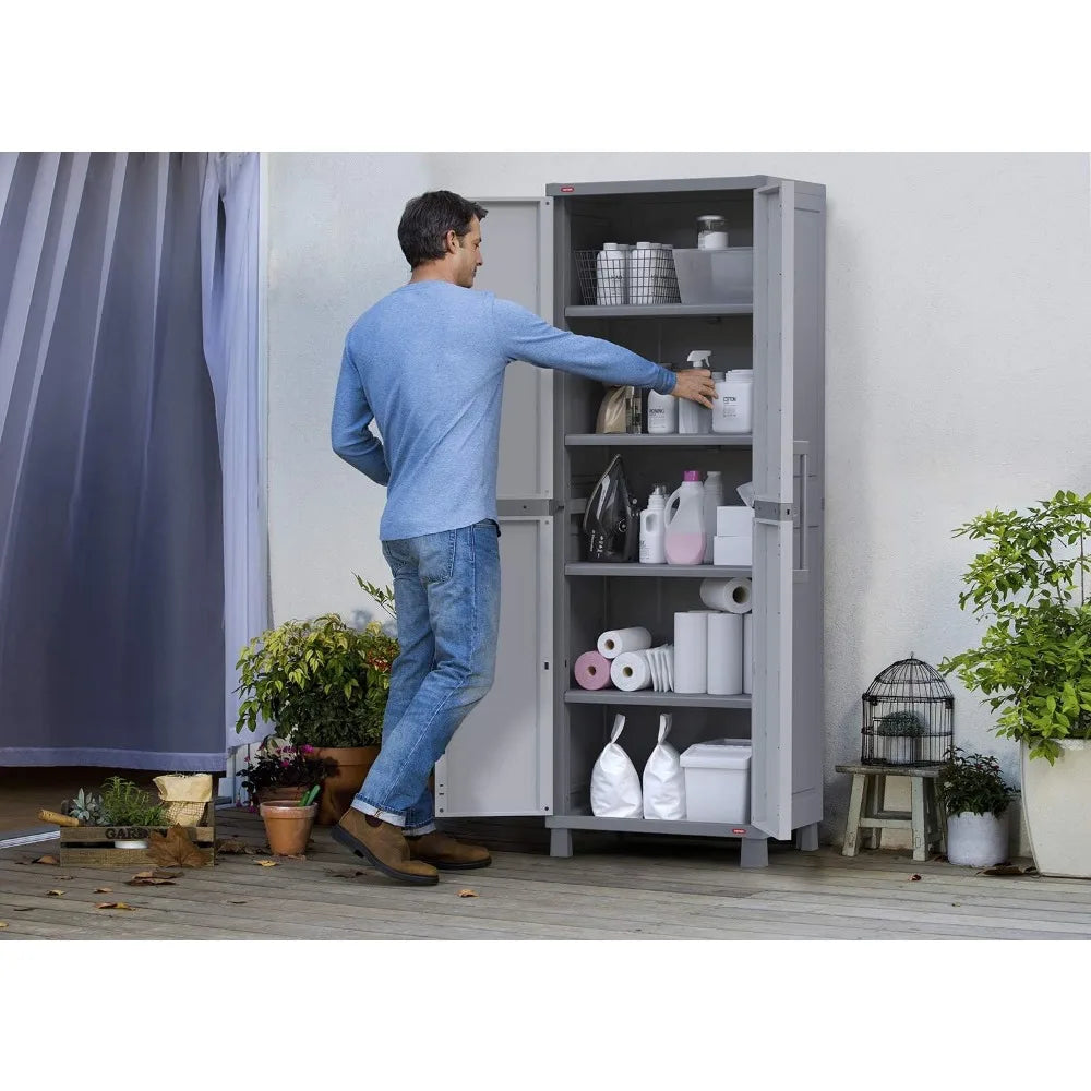 Storage Cabinet With Doors And Shelves For Laundry And Organization
