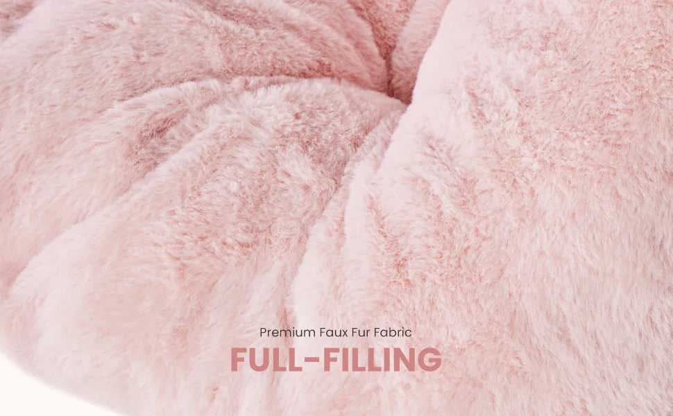 JHK Cozy Folding Saucer Chair With Faux Fur Padded Seat