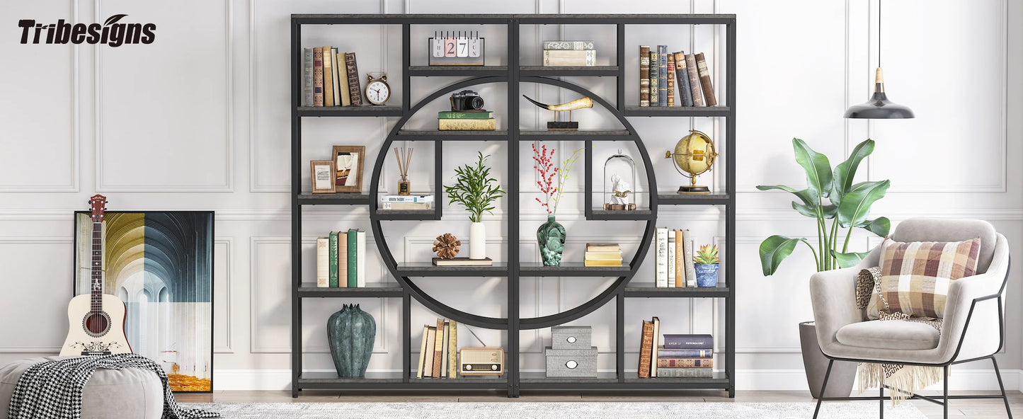 Tribesigns Industrial Etagere Bookshelf Freestanding Tall Display Shelf
