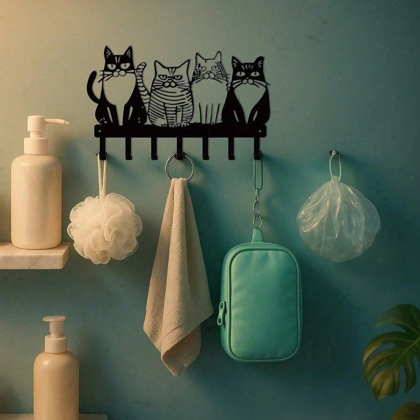 CIFBUY Vintage Cat Wall Hooks Rustic Key Holder Entryway Gift