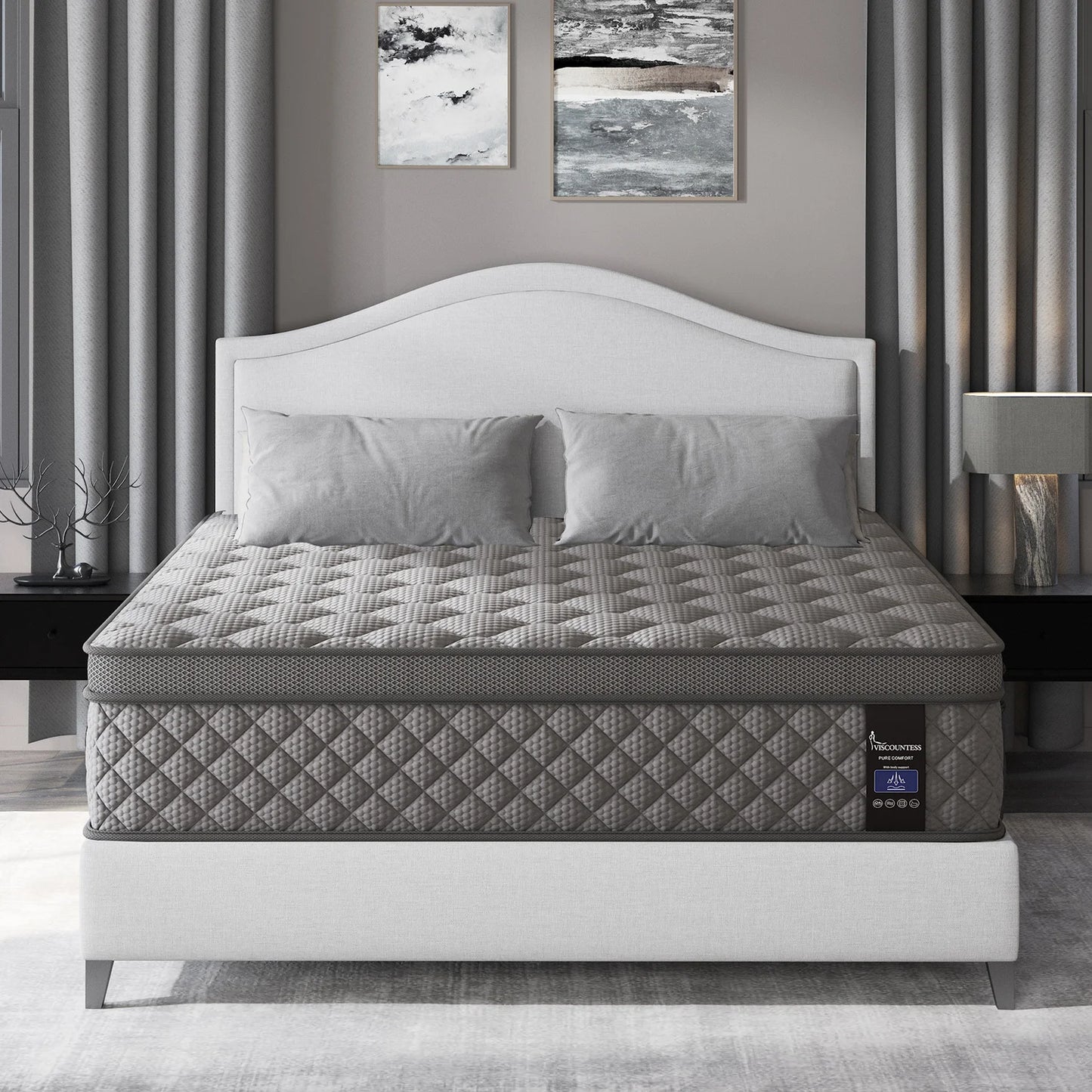 10"12"14"Twin Full Queen King Size Mattress in a Box Hybrid Spring Memory Foam,Euro Top Mattresses Medium Firm for Motion Isolat