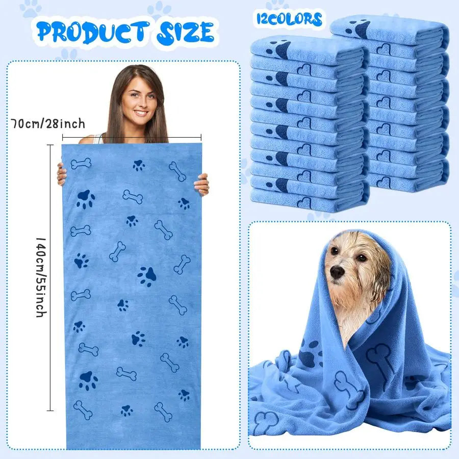 12 Microfiber Dog Grooming Towels Absorbent Quick Dry Towels