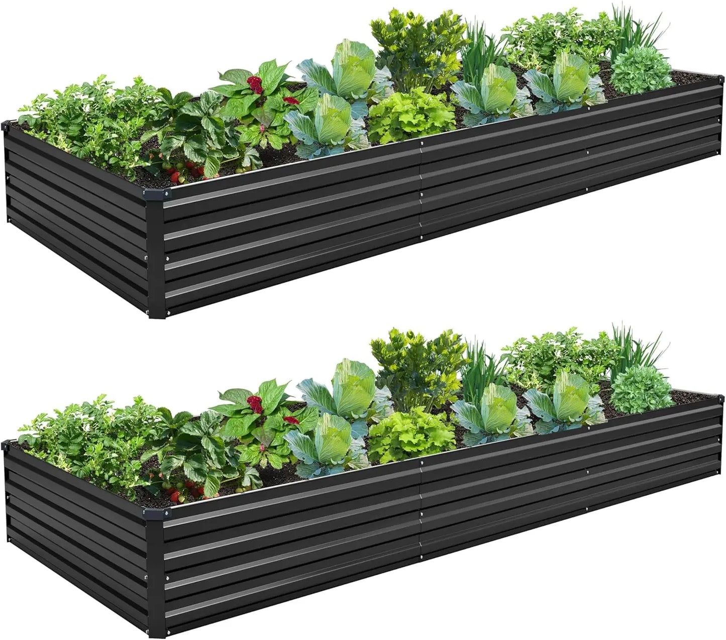 2-Pack Galvanized Steel Raised Garden Bed Kit for Vegetables