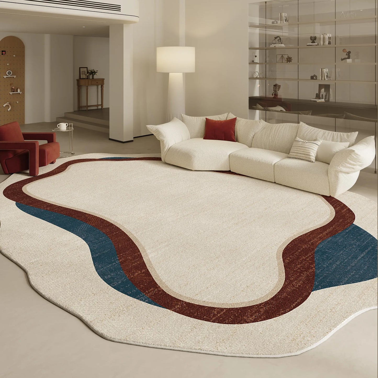 None Irregular Shapes Modern Living Room Rug Plush Floor Mat