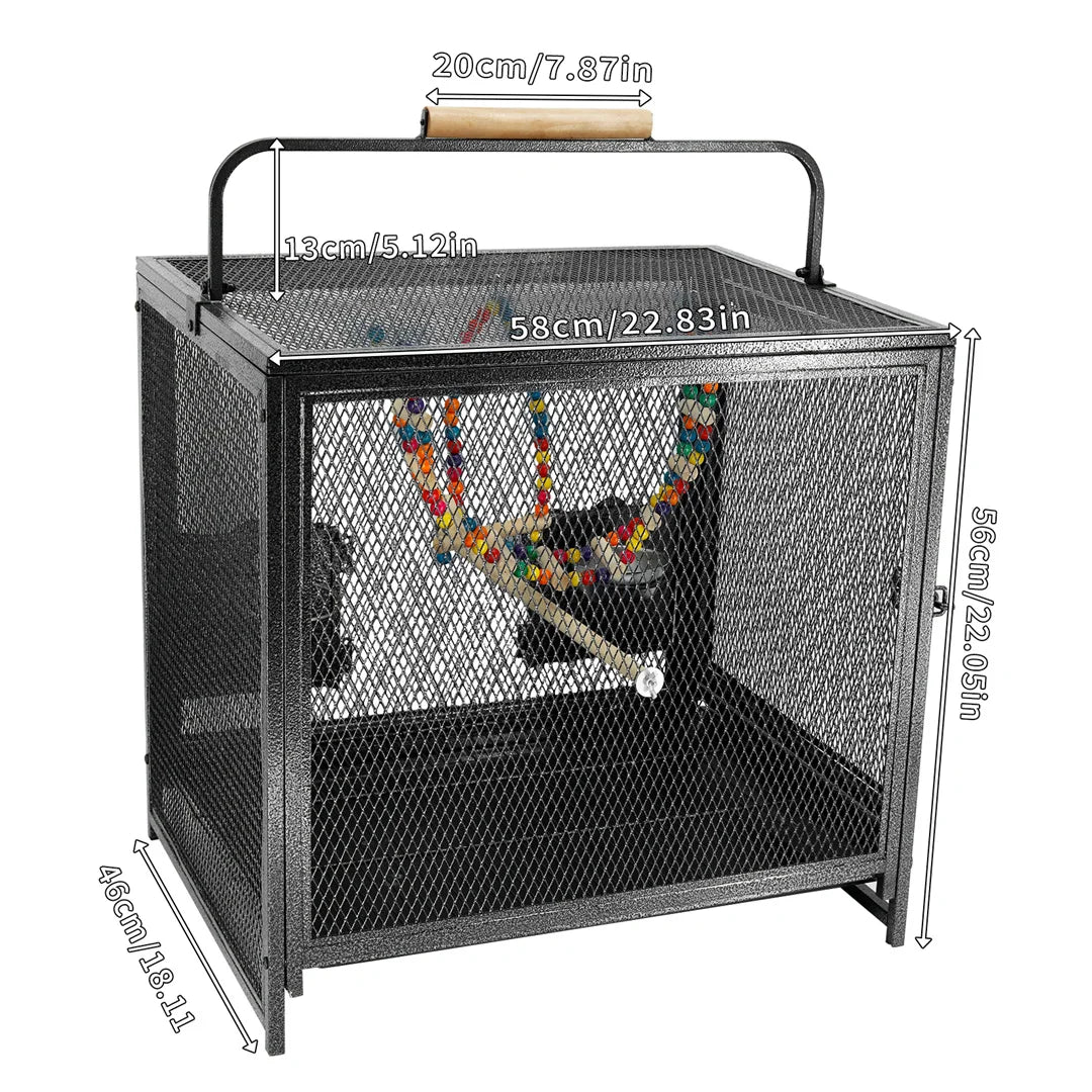 NONECN Portable Bird Cage Travel Carrier Playpen With Hammock Toy