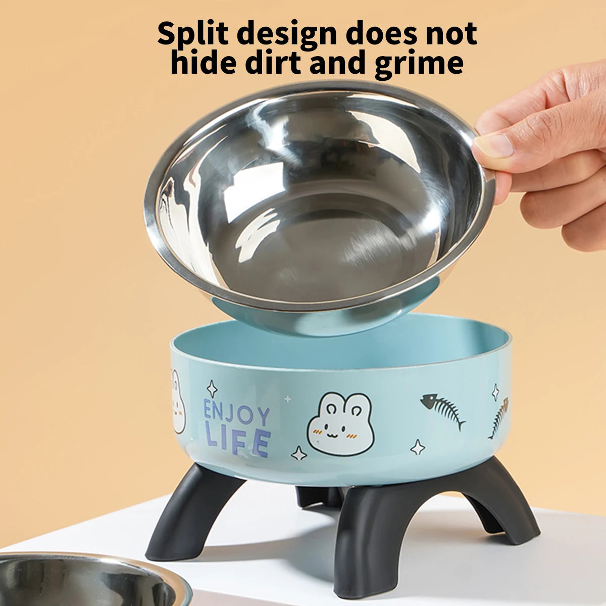 Cartoon Print Stainless Steel Pet Bowl For Dogs And Cats