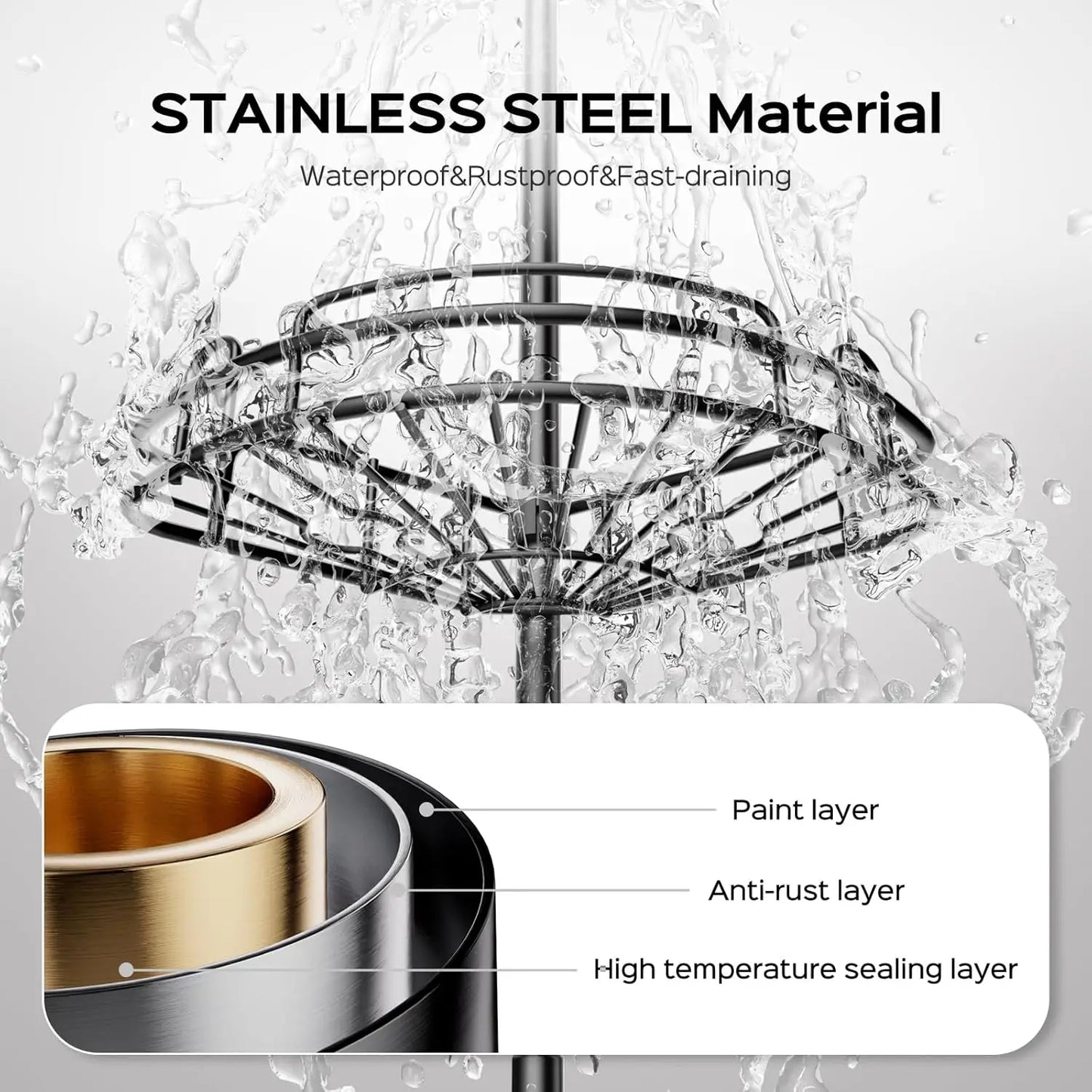 Rustproof 4-Tier Adjustable Shower Caddy Tension Pole No Drill