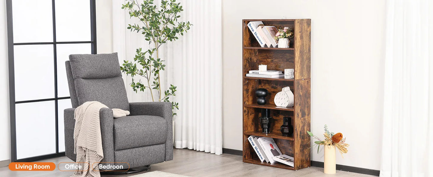 JHK 6 Tier Wooden Shelf Bookcase Floor Standing Living Room