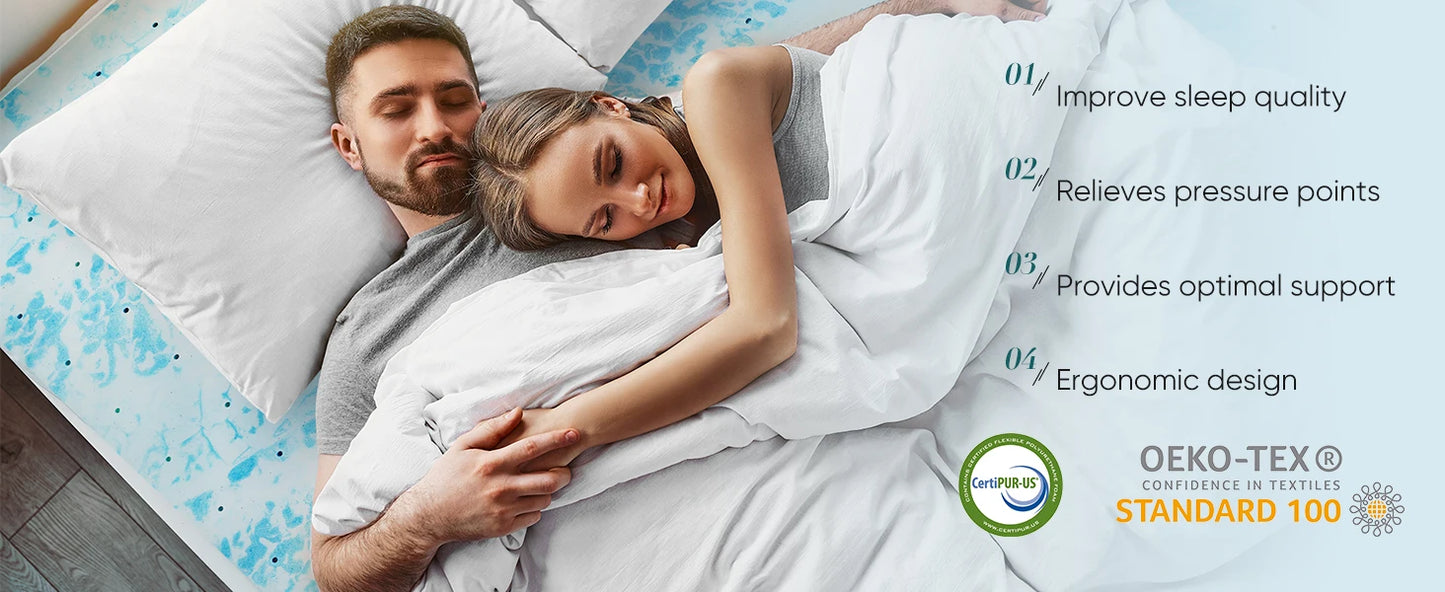 JHK Gel Memory Foam Mattress Topper