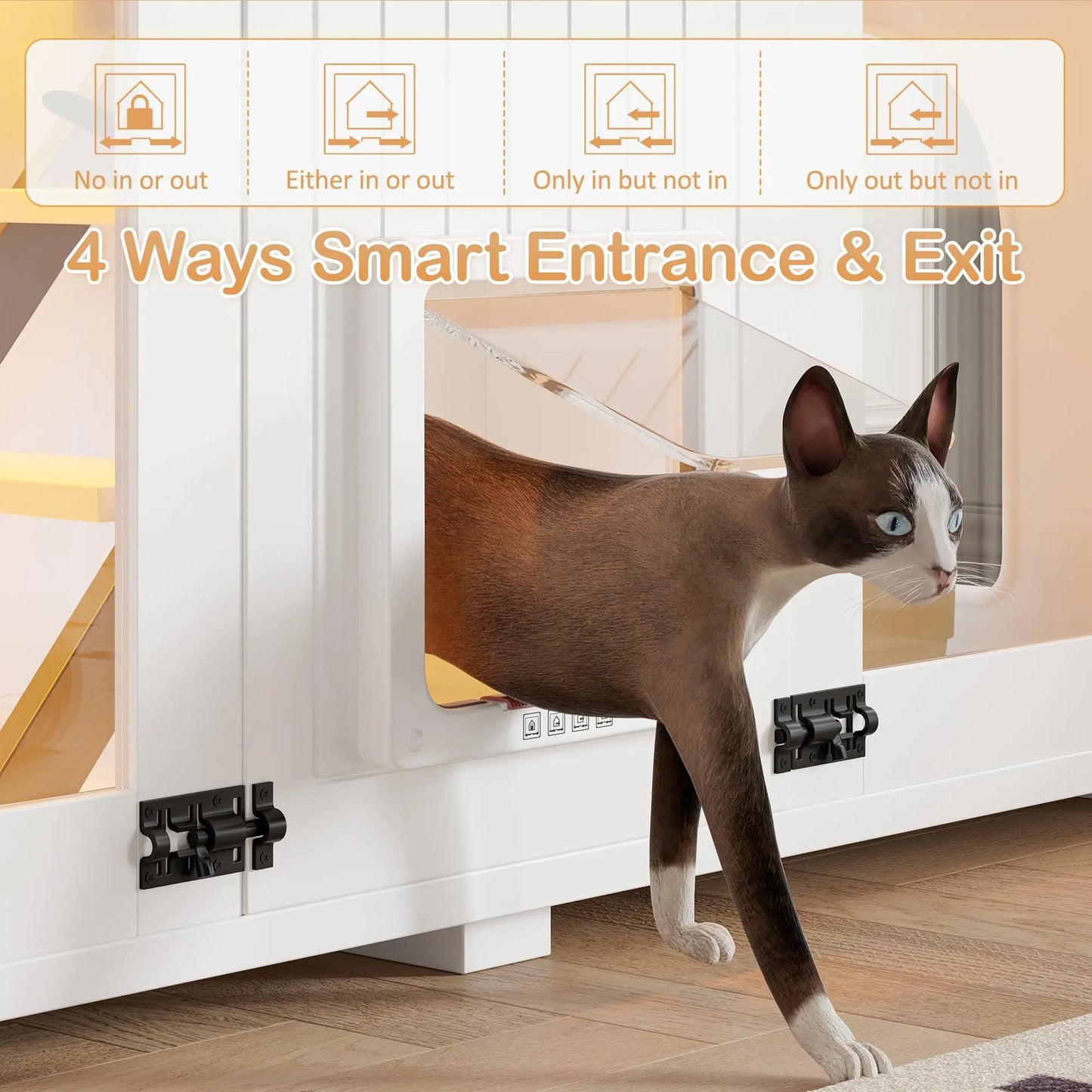 Cat House Hidden Litter Box Enclosure With LED Light