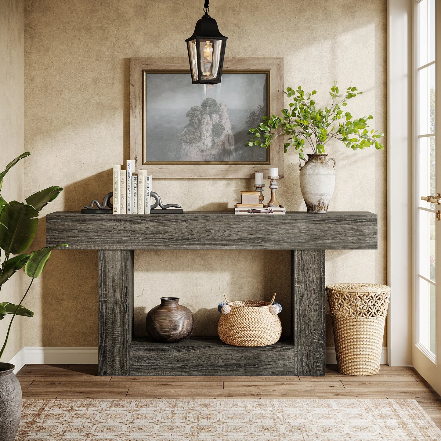 Tribesigns Farmhouse Console Table With U Shaped Base