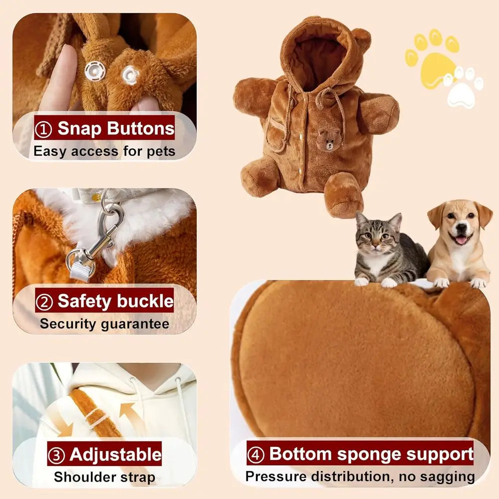 Cozy Plush Dog Purse Carrier With Secure Harness Clip
