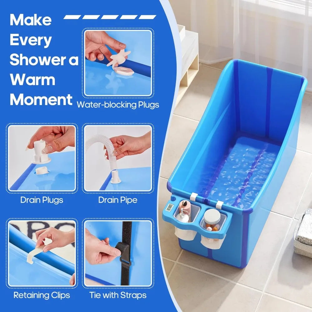 Portable Foldable Baby Bathtub with Thermometer for Toddlers - Large Size for Kids