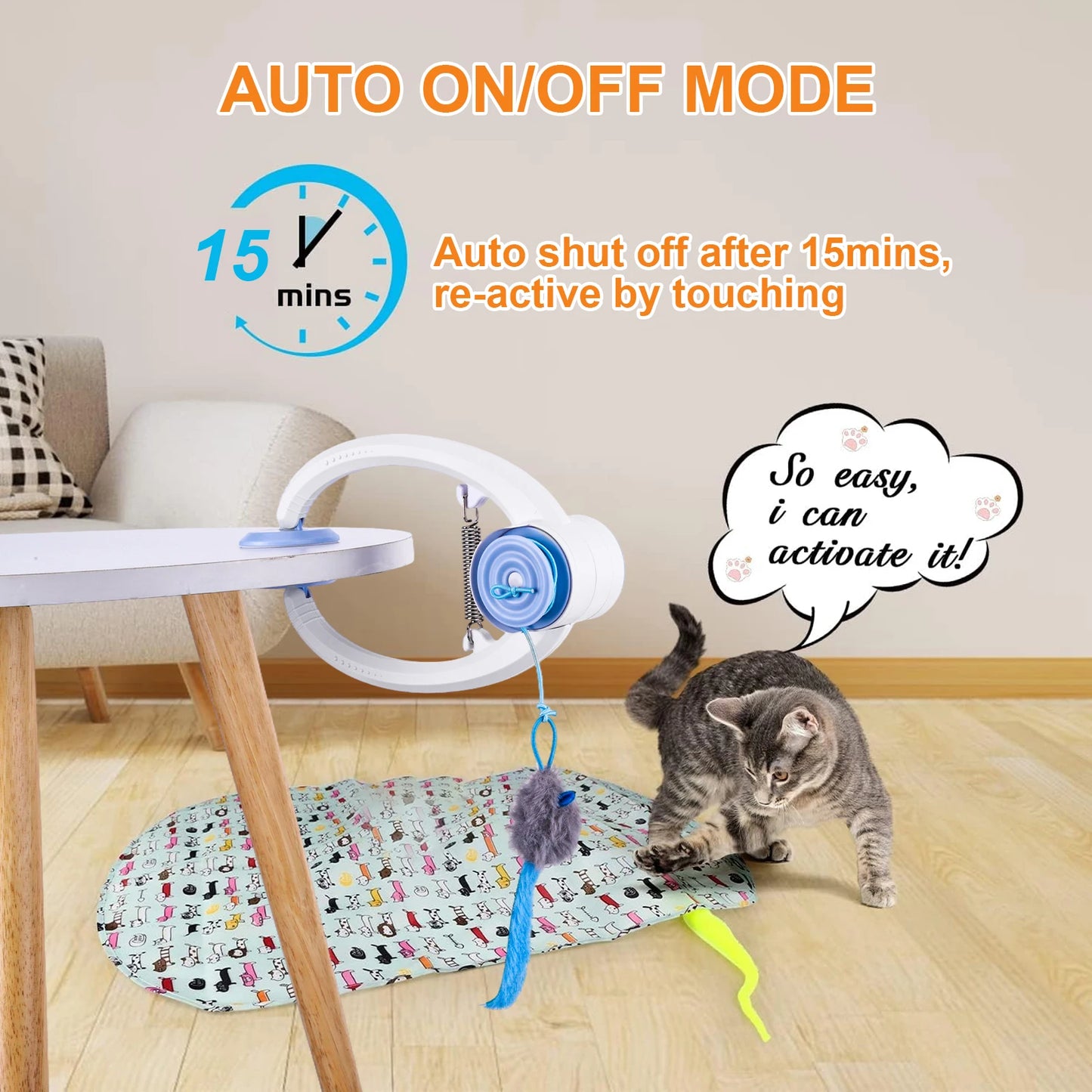 Door Hanging Automatic Retractable Kitten Teaser Toy With Catnip Mice