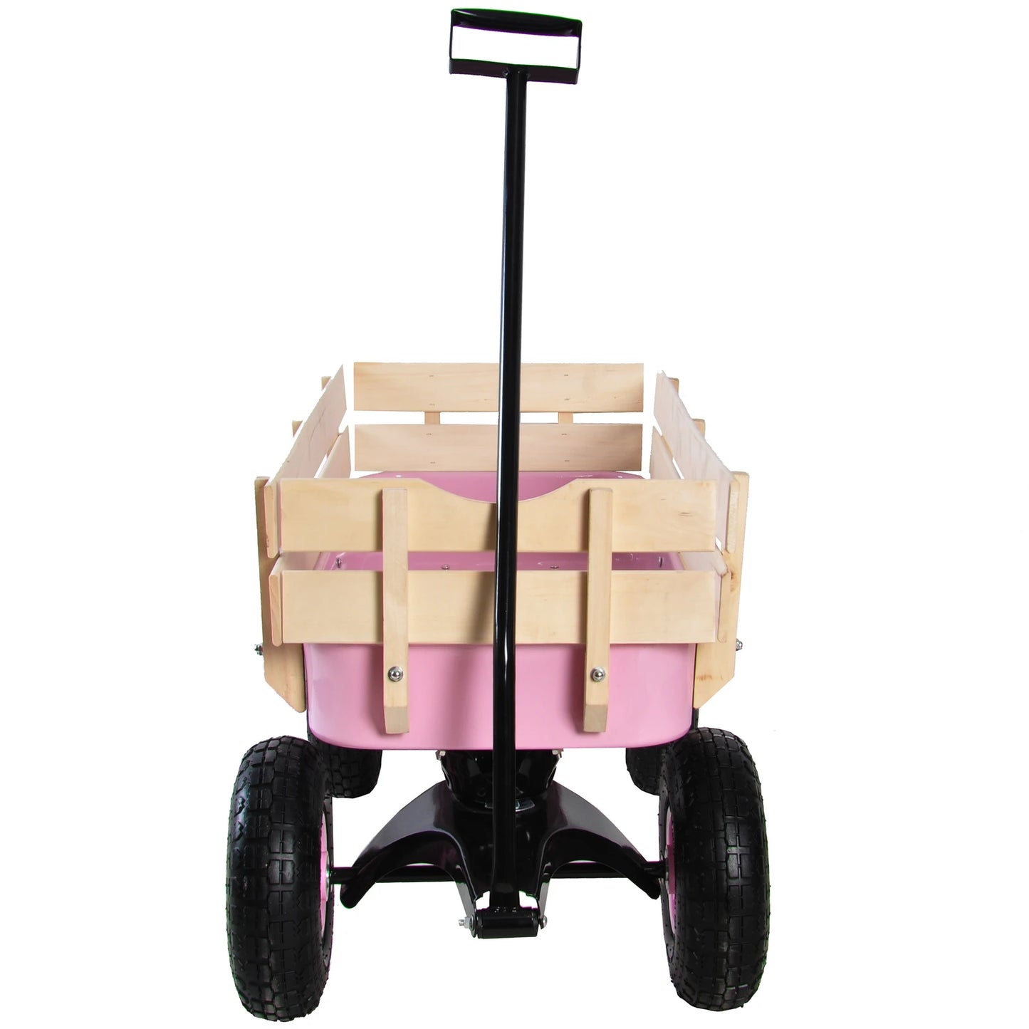 Outdoor Wagon Garden Cart With Wood Railing Air Tires