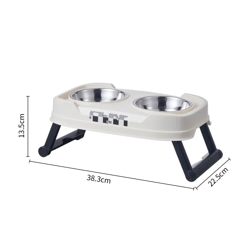 QWCH Pet Folding Elevated Bowl Anti Rollover Detachable Washable