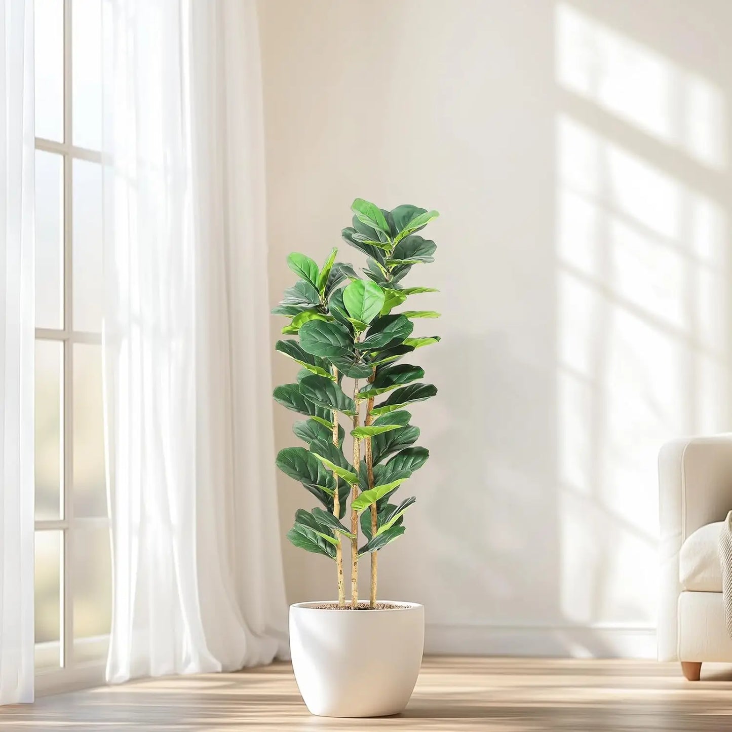 HiMISSCN Fiddle Leaf Fig Artificial Tree With Pot Indoor Decor