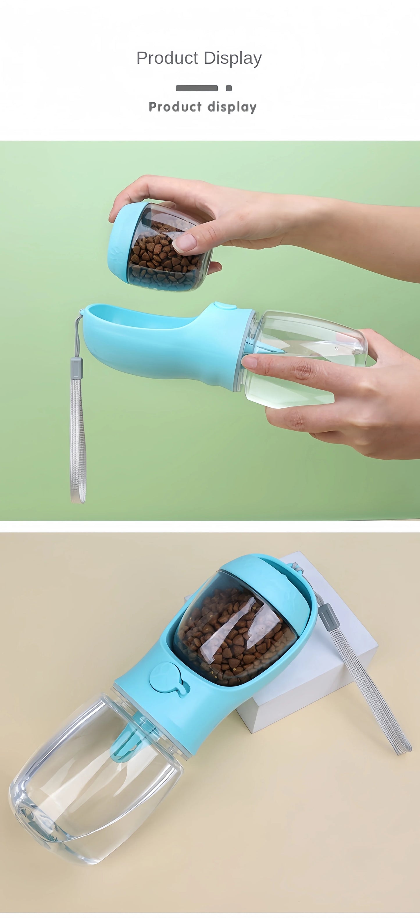 Portable Pet Water Bottle With Food And Water Storage Travel