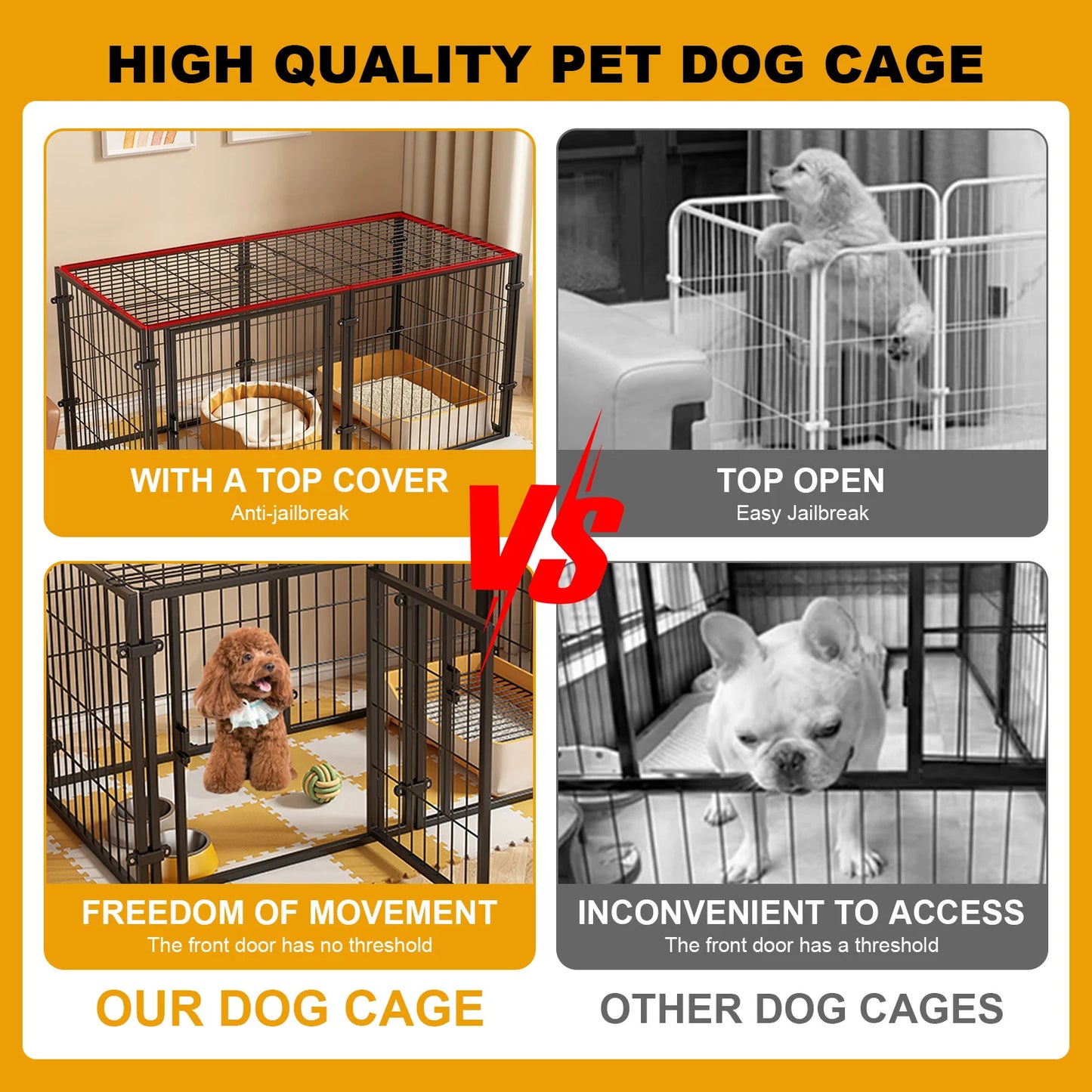 Portable Playpen For Dogs And Cats Four Panel Iron Wire