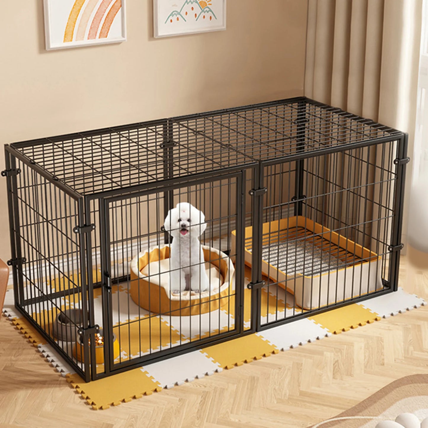Portable Playpen For Dogs And Cats Four Panel Iron Wire