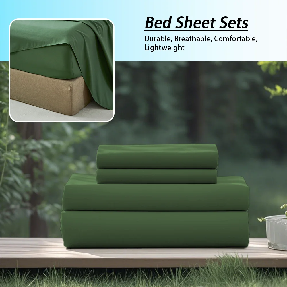 3/4Pcs soft solid color fashionable home bedding set, suitable for all seasons,1 fitted sheet, 1 flat sheet, 1/ 2 pillowcases