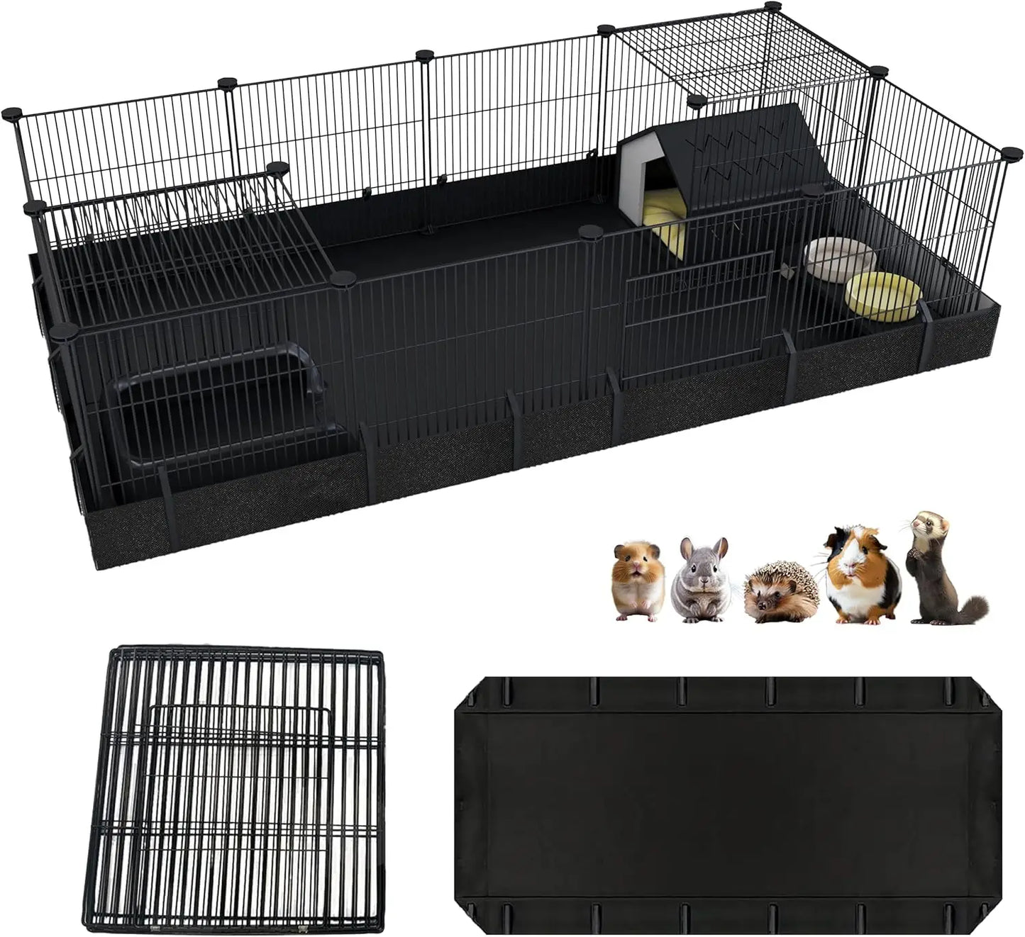 DIY Waterproof Small Animal Cage With Door 16 Panels Playpen