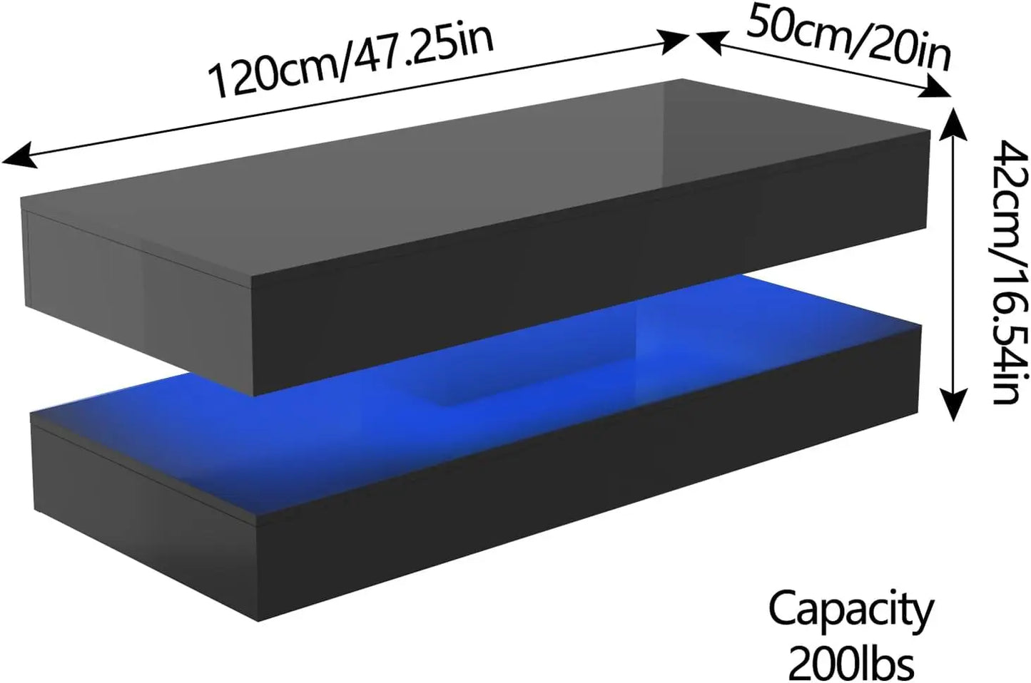 QiaoShiRen Modern LED Coffee Table With Double Layer Drawers