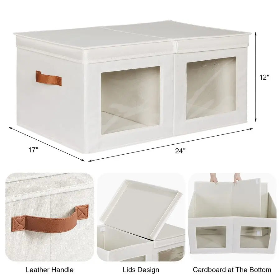 Collapsible Fabric Storage Bins With Lids 2 Pack Closet Organization