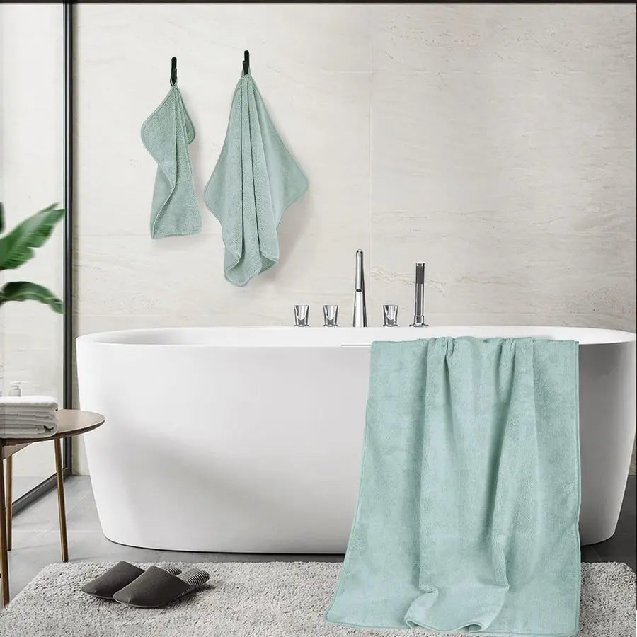 Oversize, 60 x 30 in., Quick Dry Lint Free Microfiber Bath Towel Set, 6 Piece Green