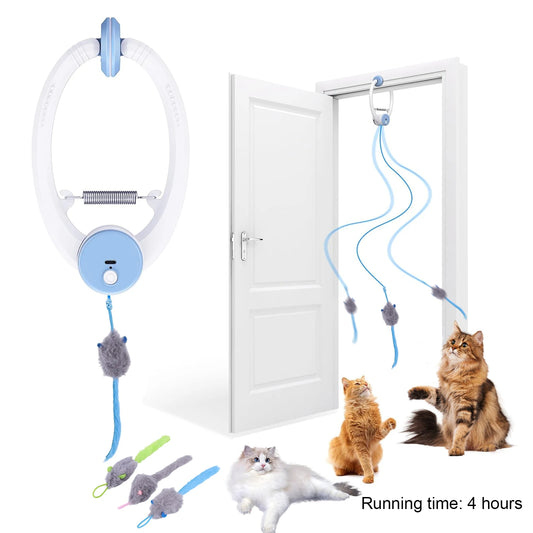 Door Hanging Automatic Retractable Kitten Teaser Toy With Catnip Mice