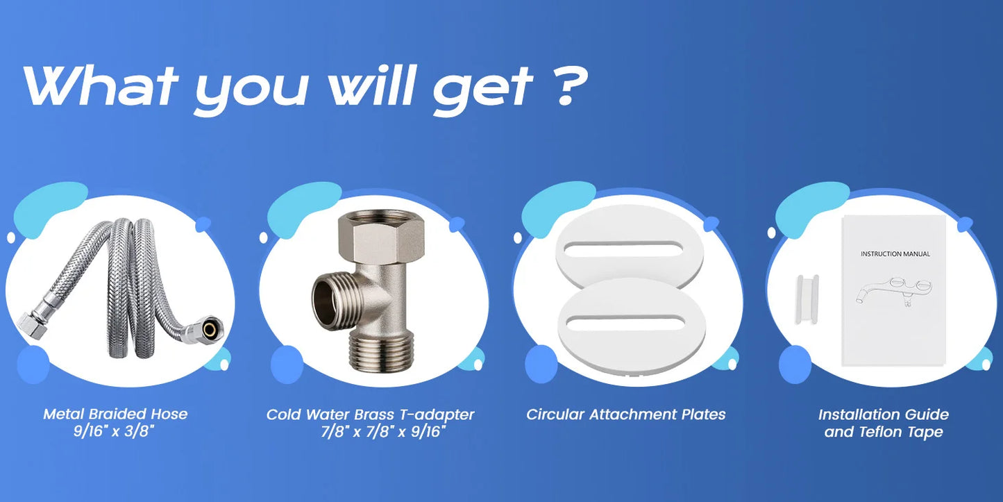 Ultra-Slim Bidet Attachment for Toilet - Dual Nozzle (Frontal & Self Cleaning) Hygienic Bidets for Existing Toilets