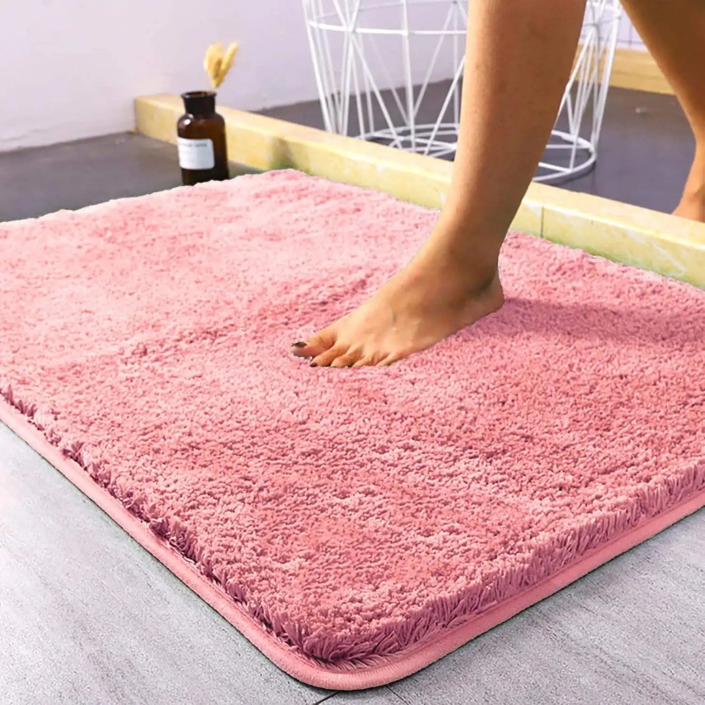Super Absorbent Non-slip Bathroom Mat Plush Microfiber Quick Dry Washable Soft Bath Rug for Tub Balcony