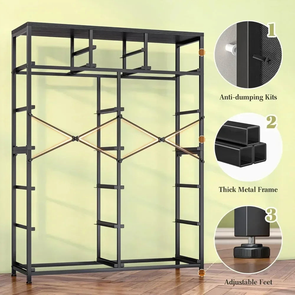 YQXH Tall Dresser With 14 Drawers Fabric Dresser Wood Top Metal Frame