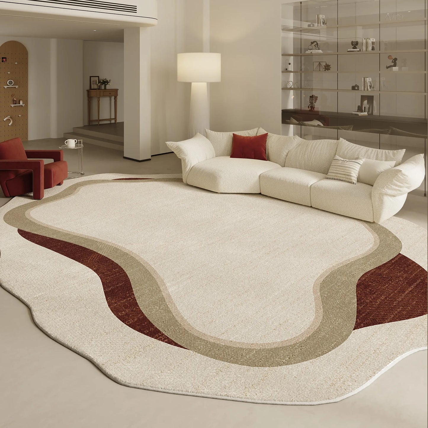 None Irregular Shapes Modern Living Room Rug Plush Floor Mat