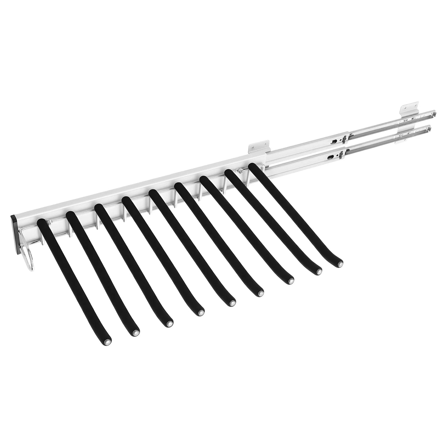 9 Arms Pull Out Trousers Rack Wardrobe Pants Organizer Retractable Closet Pants Hanger Right Left Side Mount