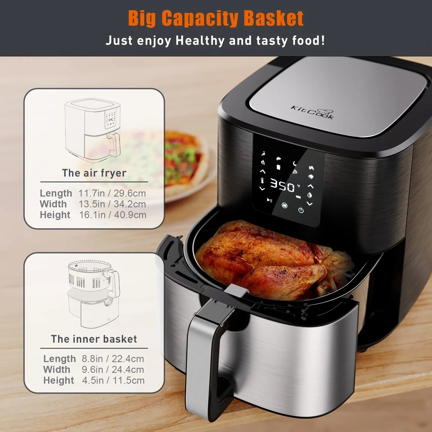 KitCook Air Fryer 1500W Equipped With Eight Presets And Digital