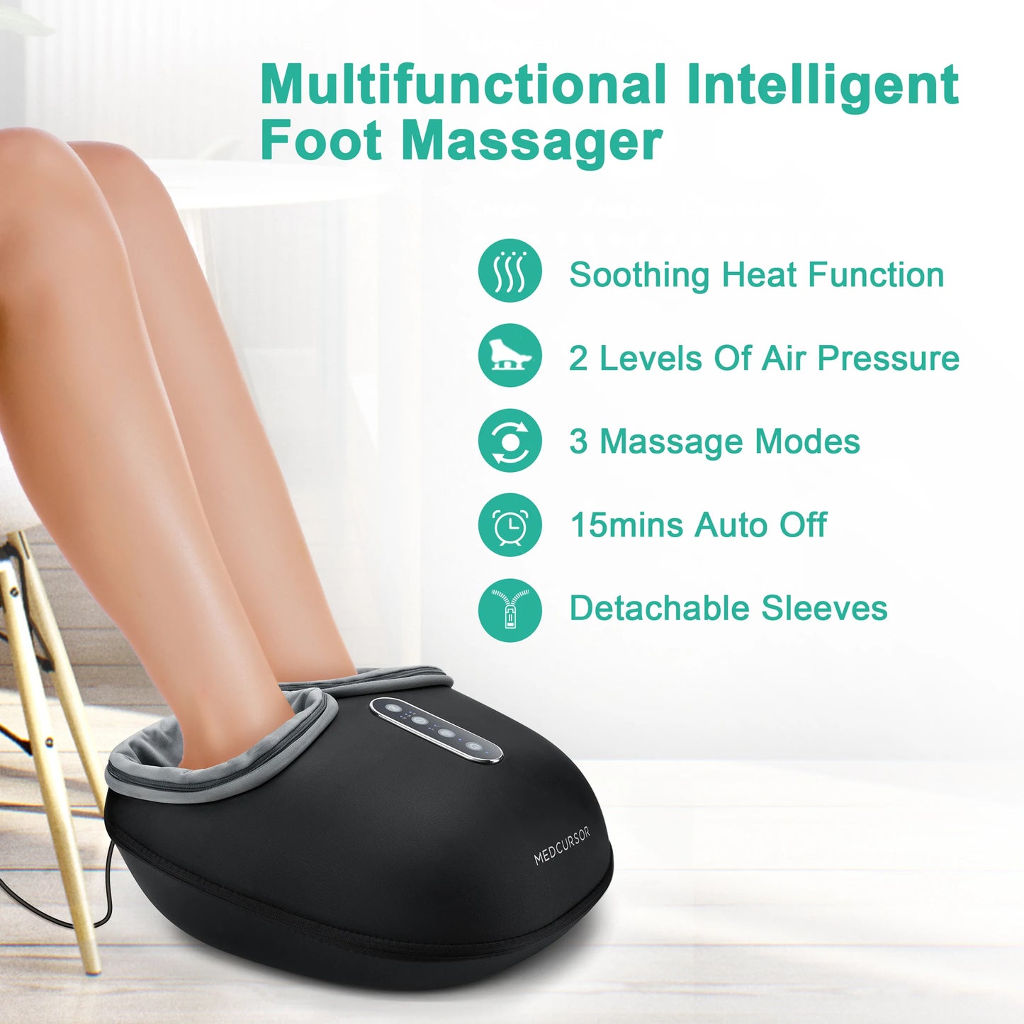 Medcursor Foot Massager With Heat Shiatsu Roller Massage