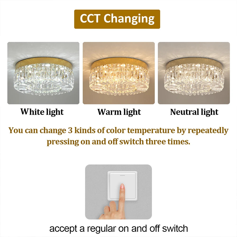 VETRULUS Crystal Ceiling Lamp Modern Chandelier Living Room