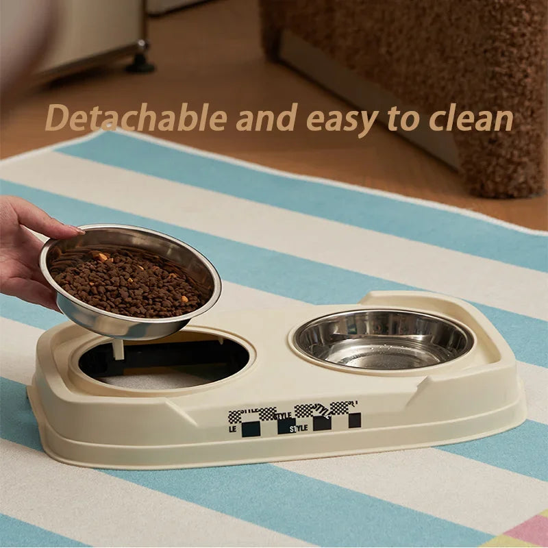 QWCH Pet Folding Elevated Bowl Anti Rollover Detachable Washable