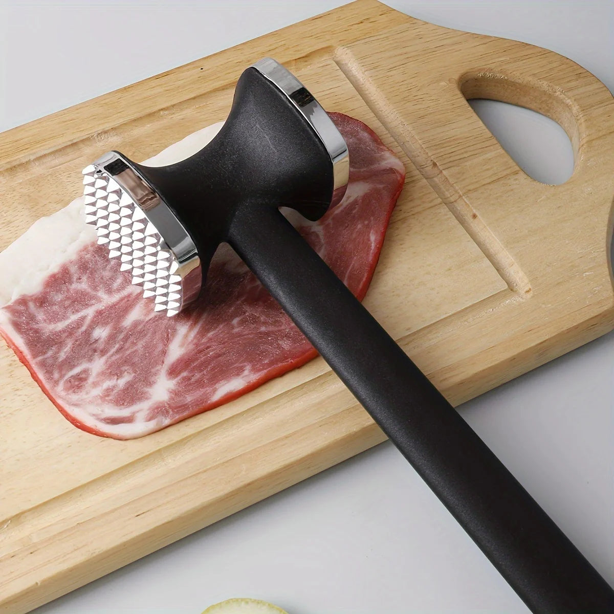 Stainless Steel Meat Tenderizer Mallet With Rubber Handle