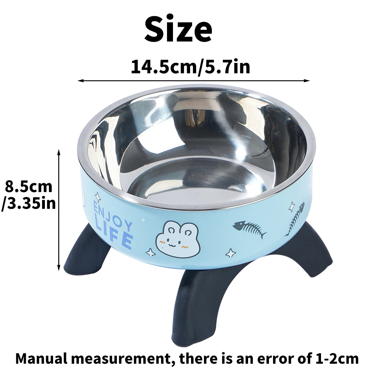 Cartoon Print Stainless Steel Pet Bowl For Dogs And Cats