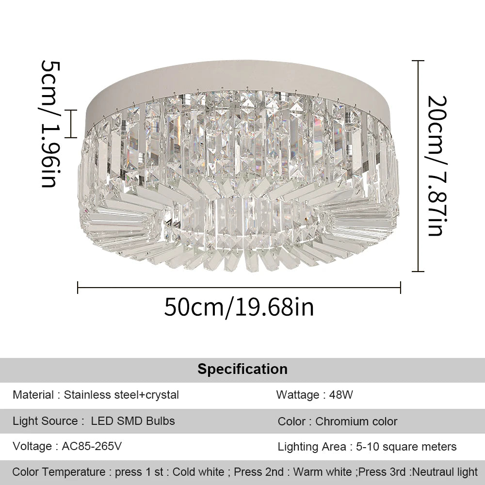 VETRULUS Crystal Ceiling Lamp Modern Chandelier Living Room