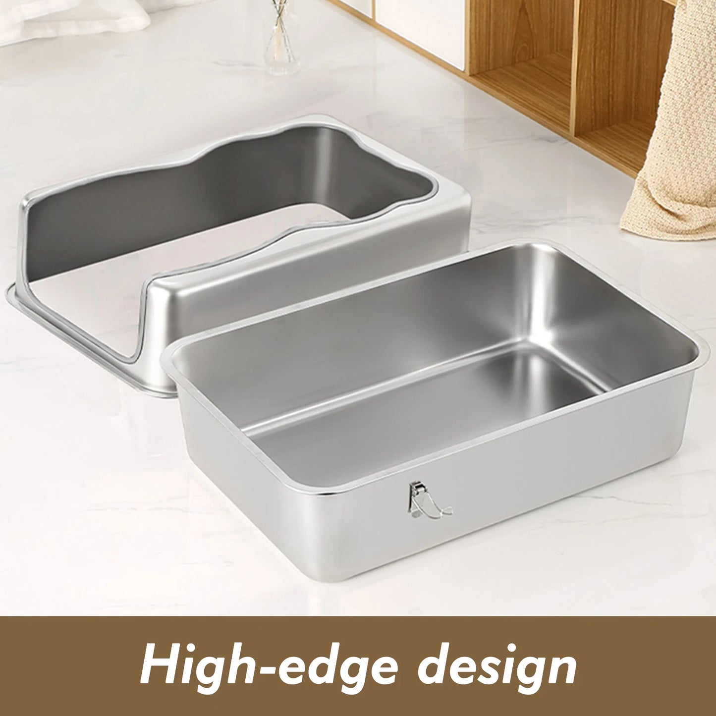 Stainless Steel Top Entry Sifting Litter Box With Lid