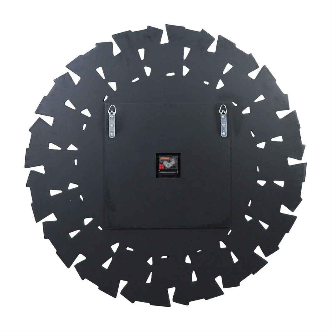 3D Mirrored Round Sunburst Wall Clock Roman Numerals