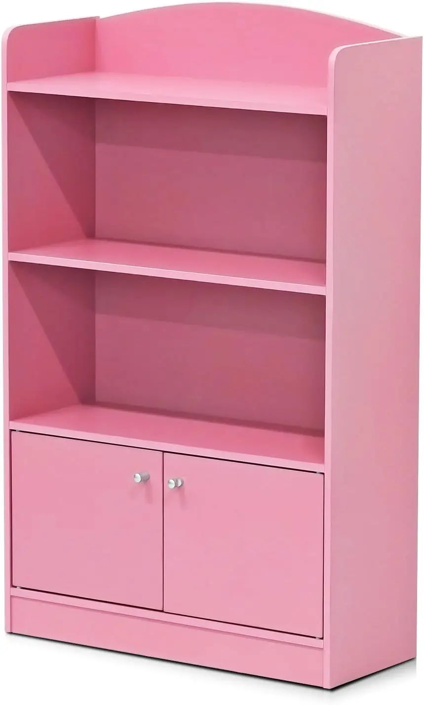 3-Tier Bookcase With Storage Cabinet And Door For Living Room